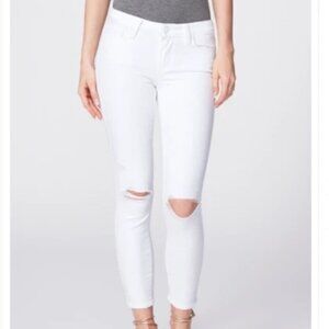 PAIGE Verdugo Destructed Mid-Rise Crop white Jeans  Size 25